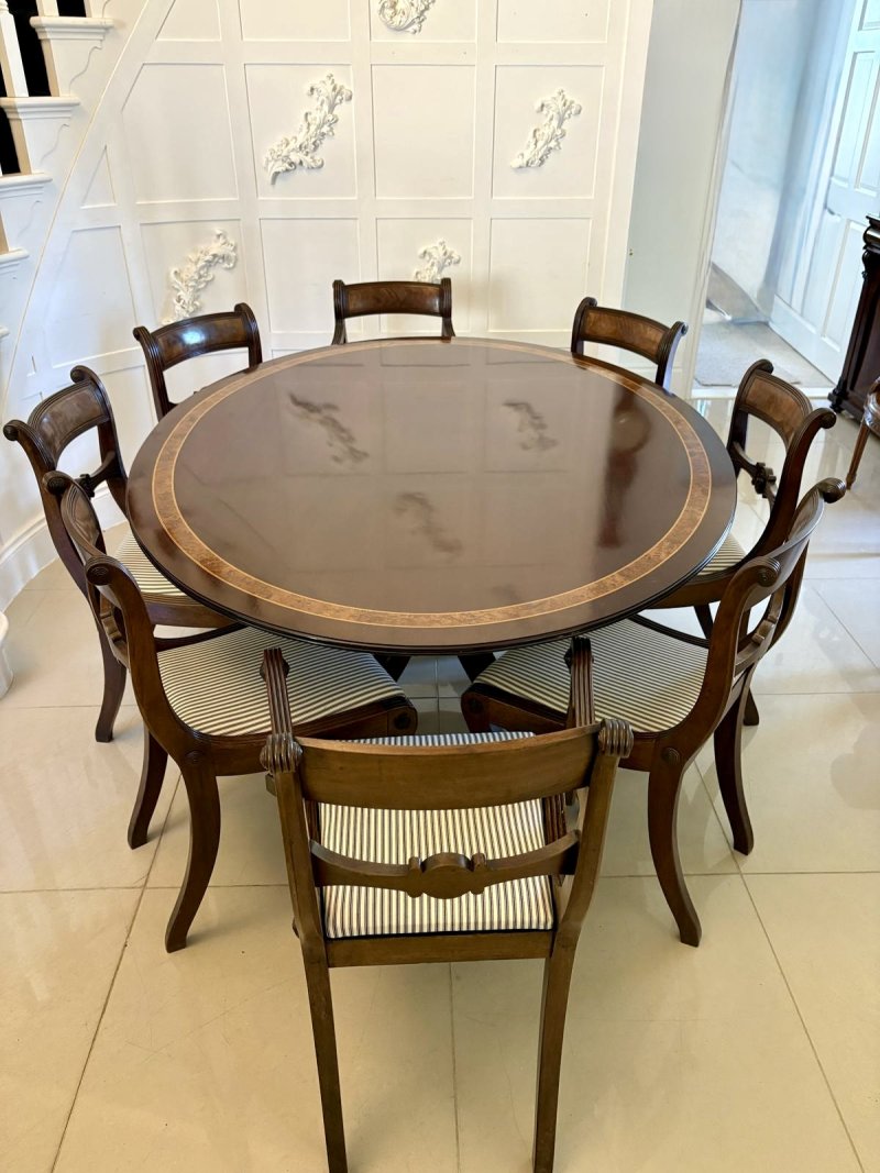 Antique Edwardian Quality Figured Mahogany 8 Seater Oval Dining Table - Image 3